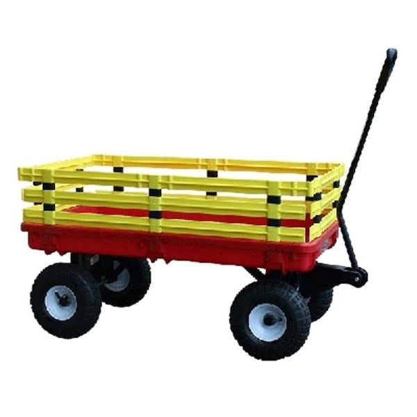 Millside Industries Millside Industries 04818 20 in. x 38 in. Red Plastic Deck Wagon with 4 in. x 10 in. Tires 4818 - main